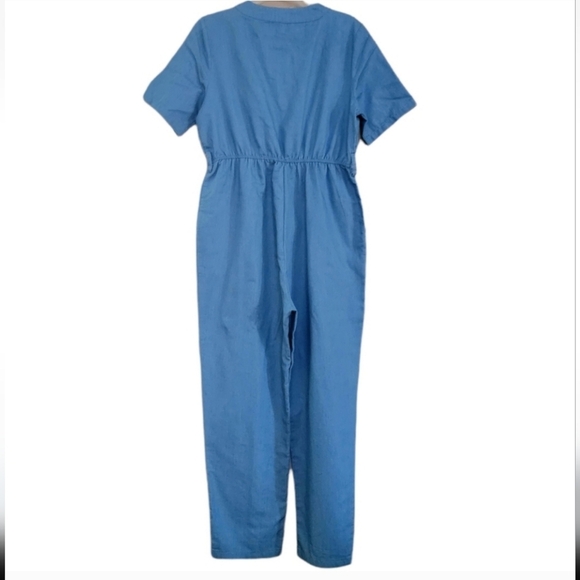 EMORY PARK chambray Jean like Short Sleeve Pant Romper medium - Picture 5 of 6